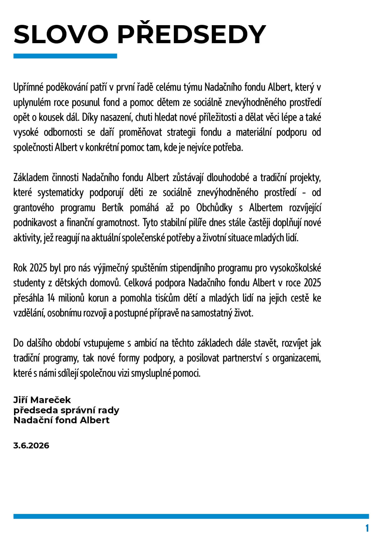 Výroční zpráva 2025 – strana 3